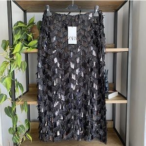 Zara Sequin mid skirt with split